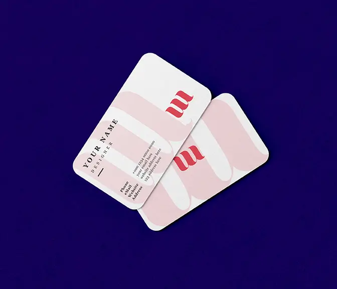 کارت ویزیت لمینت مات دورگرد چاپشده با مقوای گلاسه ۳۰۰ گرم و روکش مات ۱۲۵ میکرون