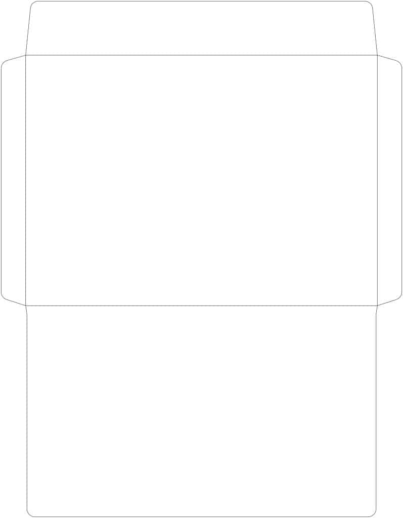 قالب دایکات افقی پاکت A5 مناسب چاپ روی کاغذ تحریر و گلاسه همراه با خطوط تا و برش استاندارد