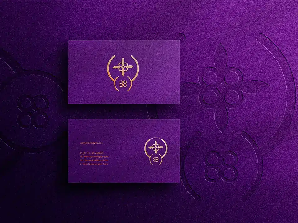 کارت ویزیت لمینت برجسته مخملی طلاکوب روی مقوای استخوانی چاپ مشهد