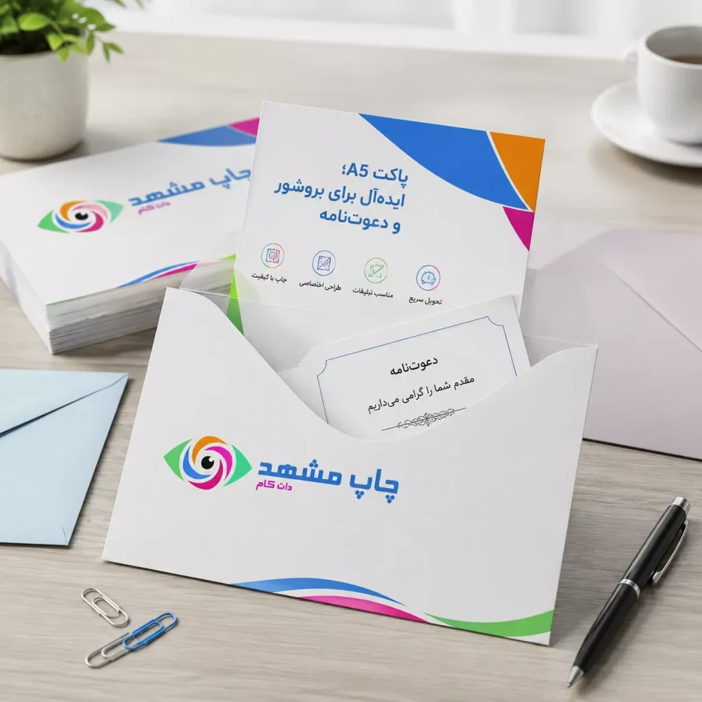 استفاده از پاکت سایز A5 برای ارسال دعوت‌نامه‌های رسمی و بروشورهای تبلیغاتی